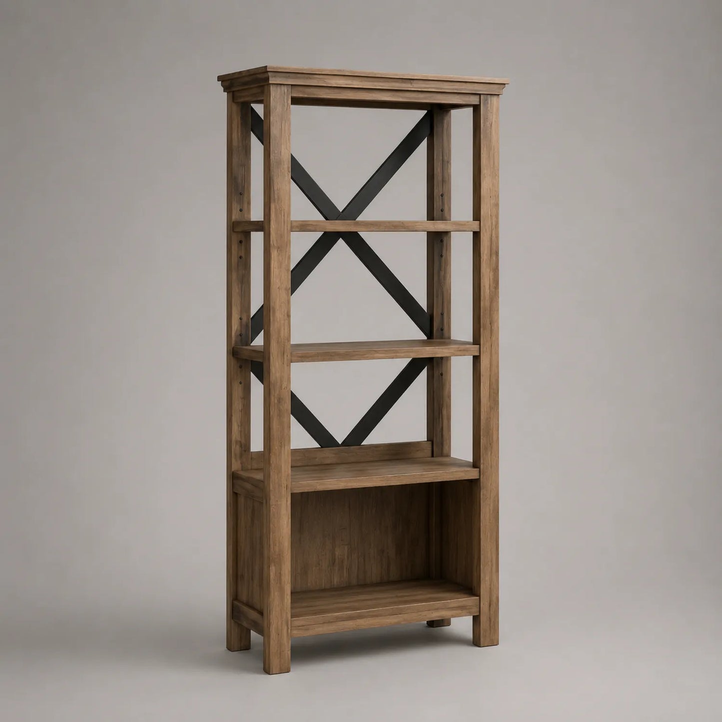 Regal aus Eichenholz und Stahlrahmen, 180x80x30 cm