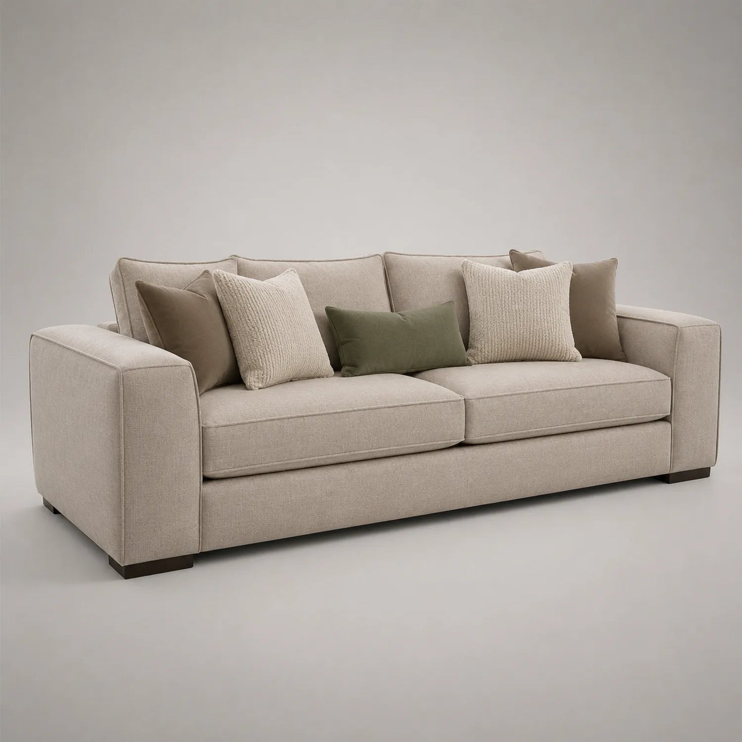 Leinensofa Beige mit Kissen-Set 220 cm