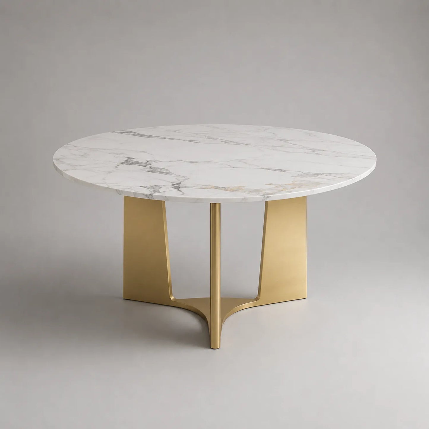 Runder Esstisch aus Marmor und Metall Gold 120cm