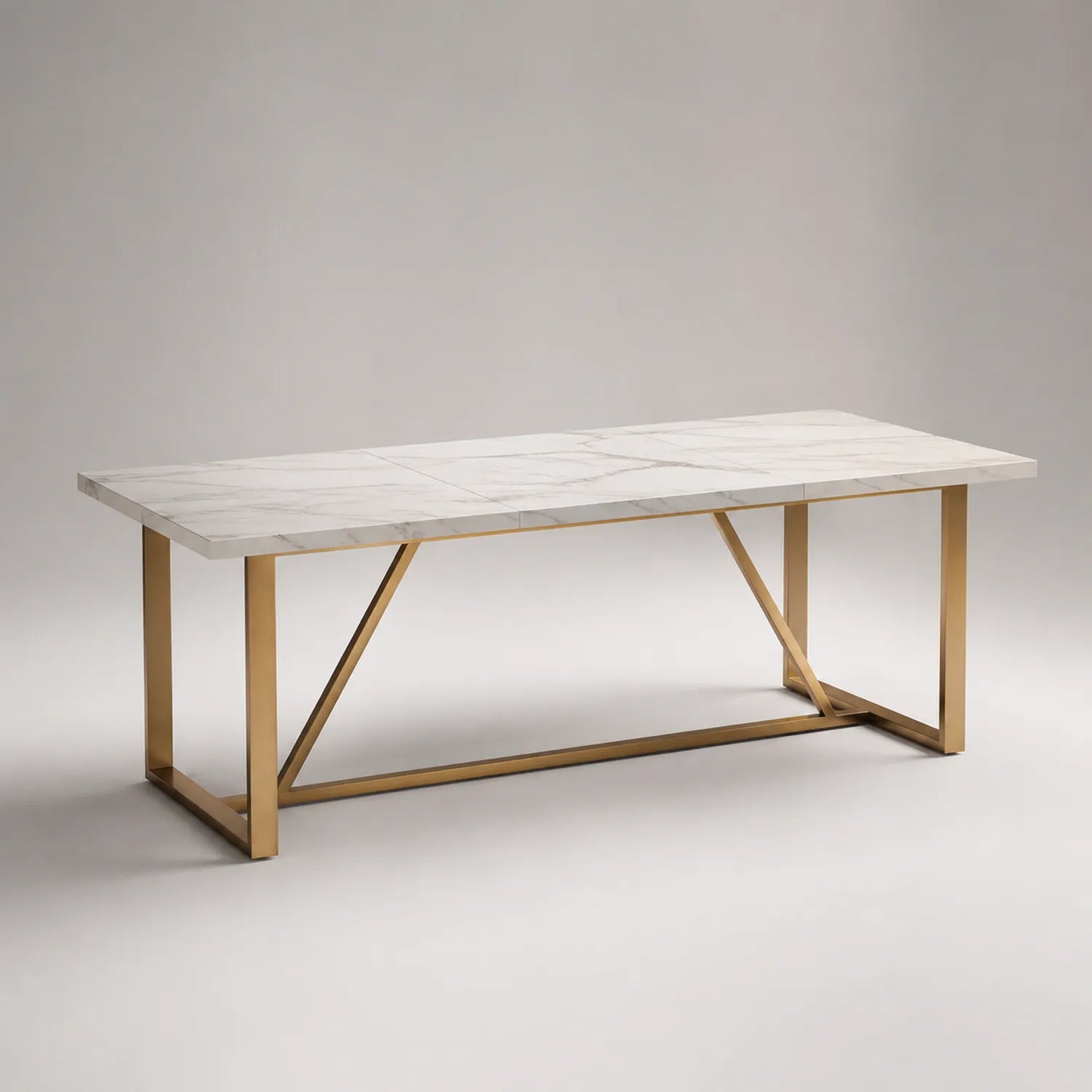 Esstisch Marmor Weiß Metallrahmen Gold 200cm