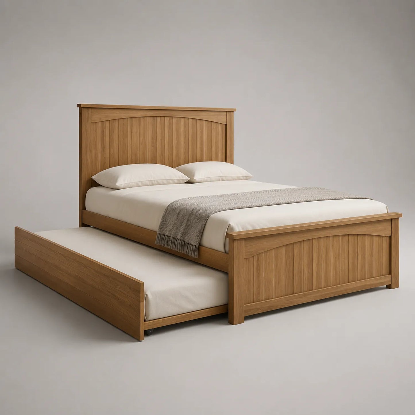Holzbett mit ausziehbarem Gästebett Eiche 200x160 cm