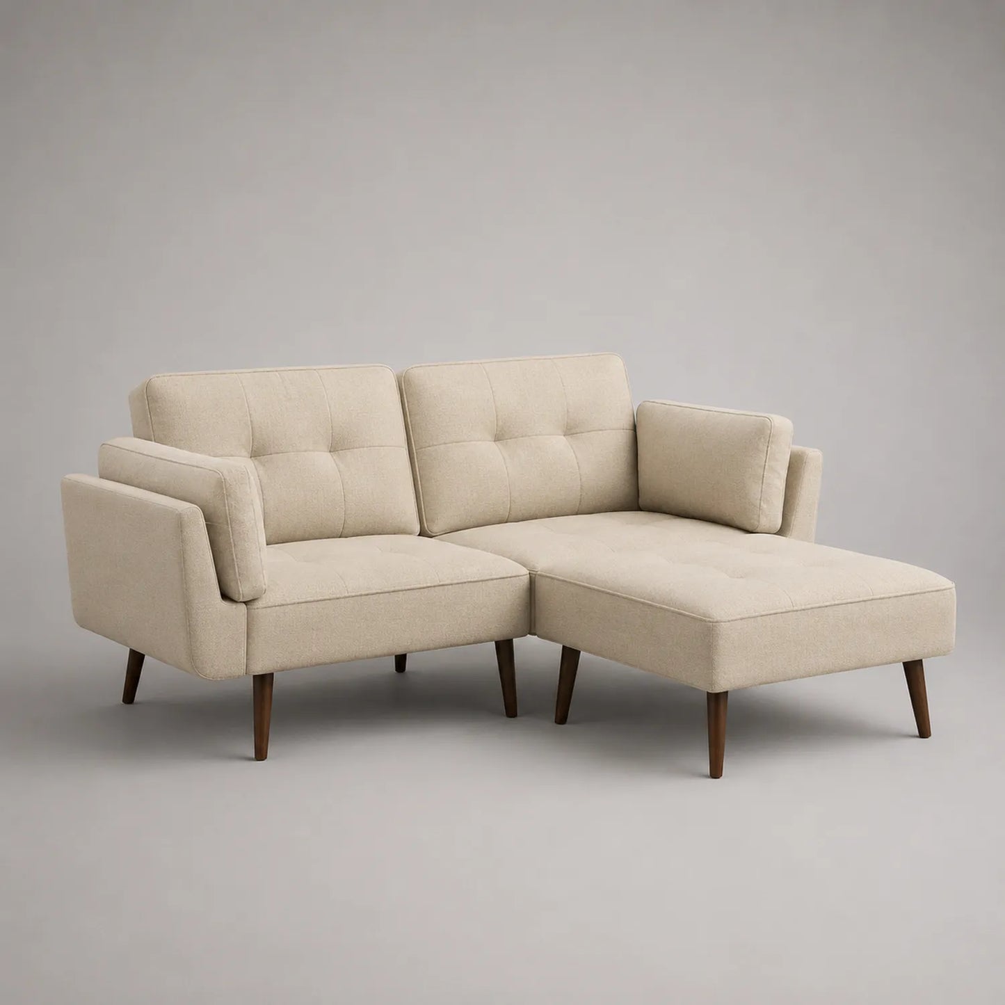 Ecksofa Beige Stoff Massivholz 220x150x85cm
