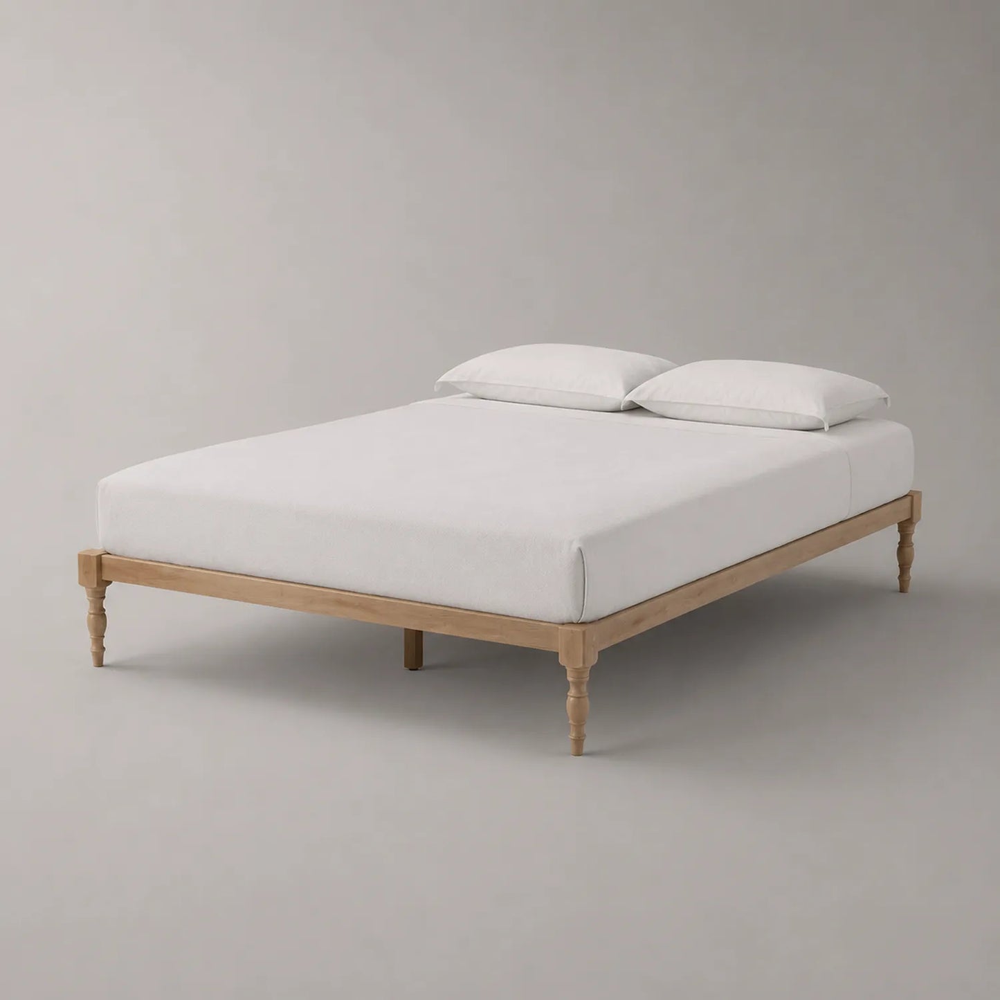 Holz Doppelbett 200x160 cm mit Kissen Natur Eiche