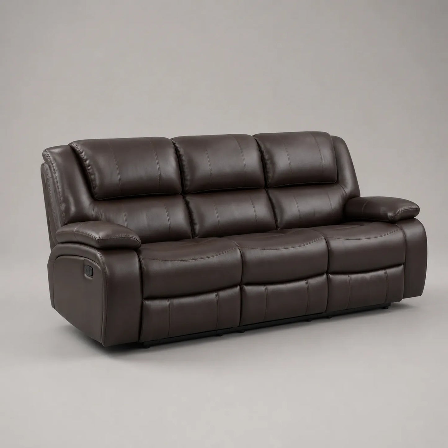 3-Sitzer Ledersofa Dunkelbraun Verstellbar 200cm