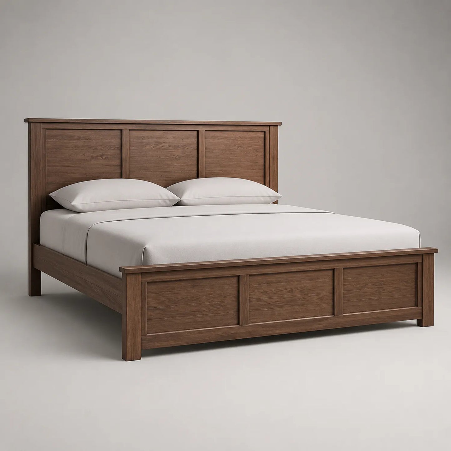 Doppelbett aus Eichenholz mit Kopfteil Paneeldesign 200x180 cm