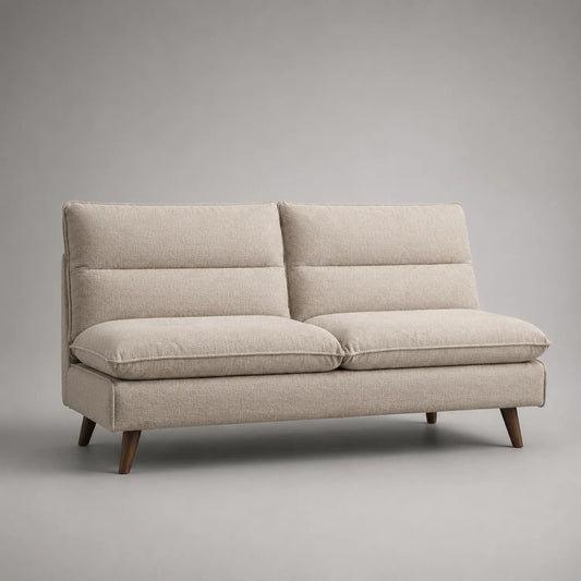 Zweisitzer Sofa Stoff Beige 200cm