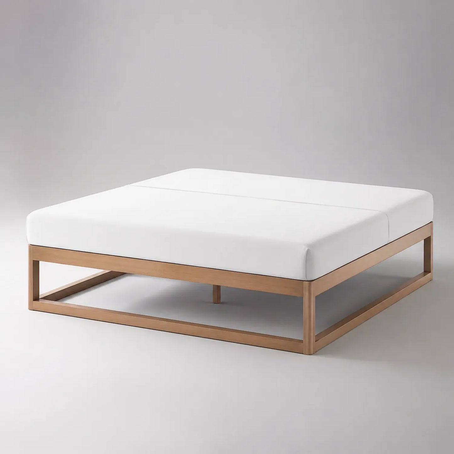 Holzbett mit Schaumstoffmatratze 200x200 cm Weiß