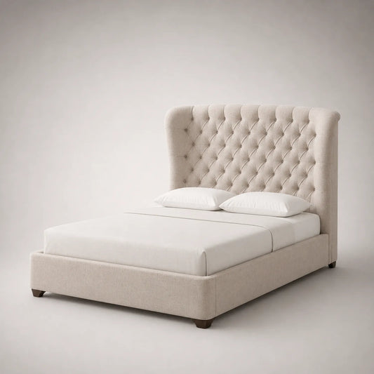 Polsterbett 180x200 cm Leinenstoff Beige