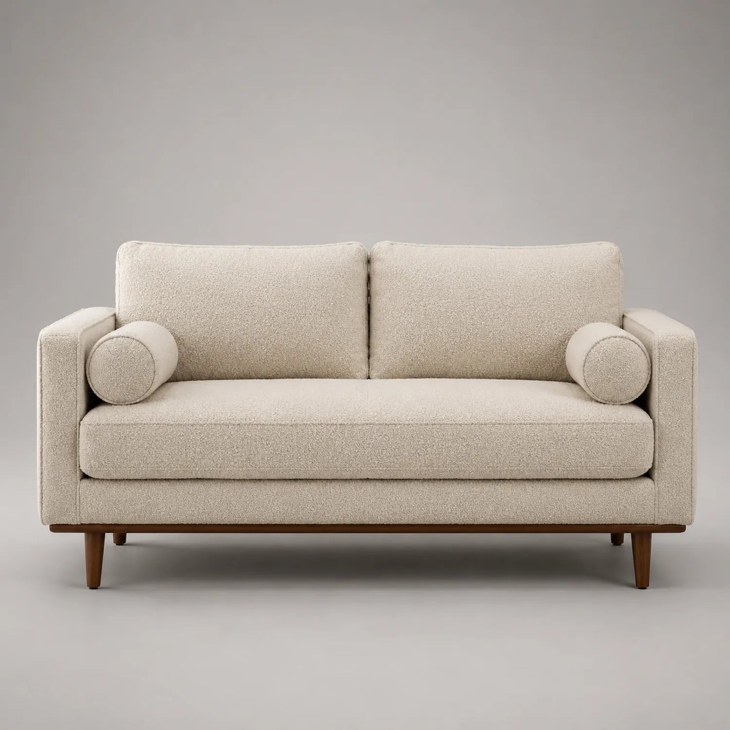 2-Sitzer Sofa Bouclé Massivholz Beige