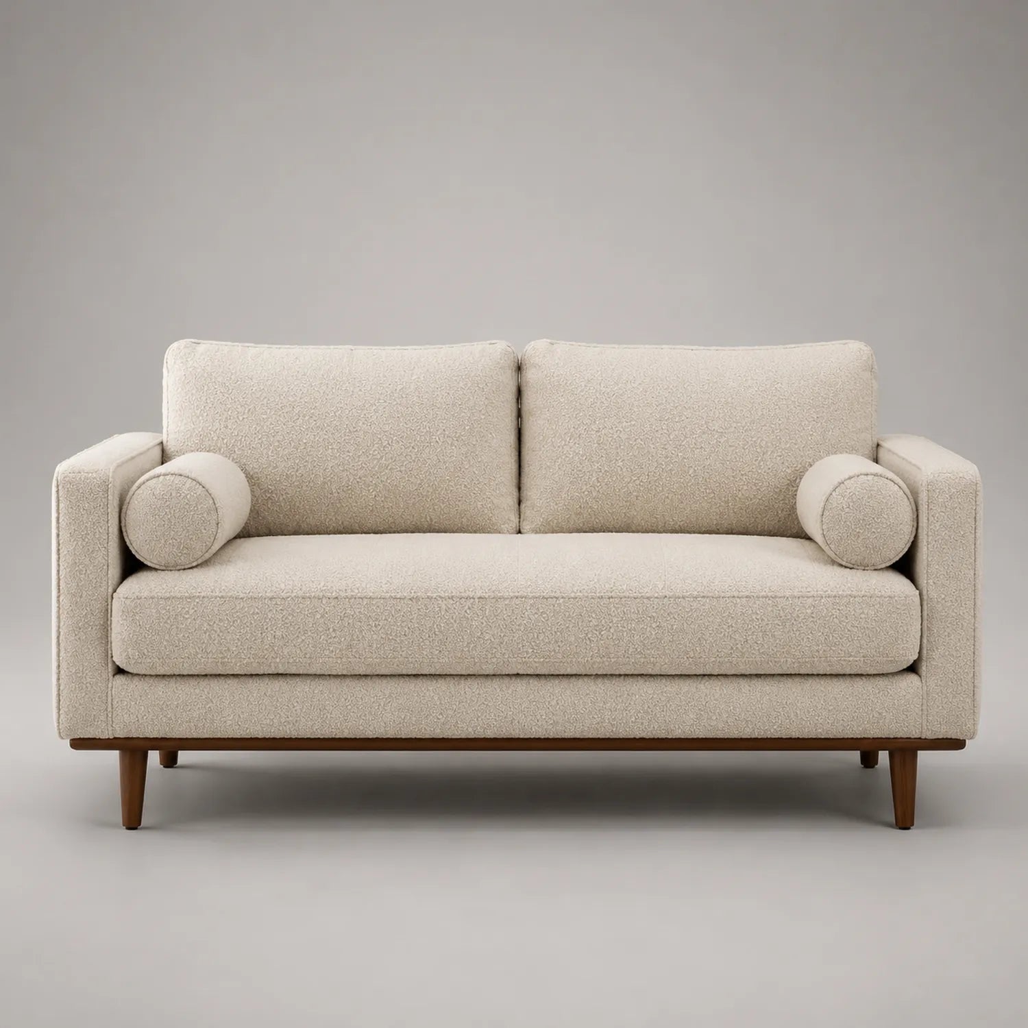 2-Sitzer Sofa Bouclé Massivholz Beige