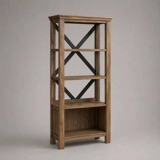 Regal aus Eichenholz und Stahlrahmen, 180x80x30 cm
