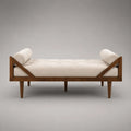 Chaiselongue Massivholz Stoff Beige