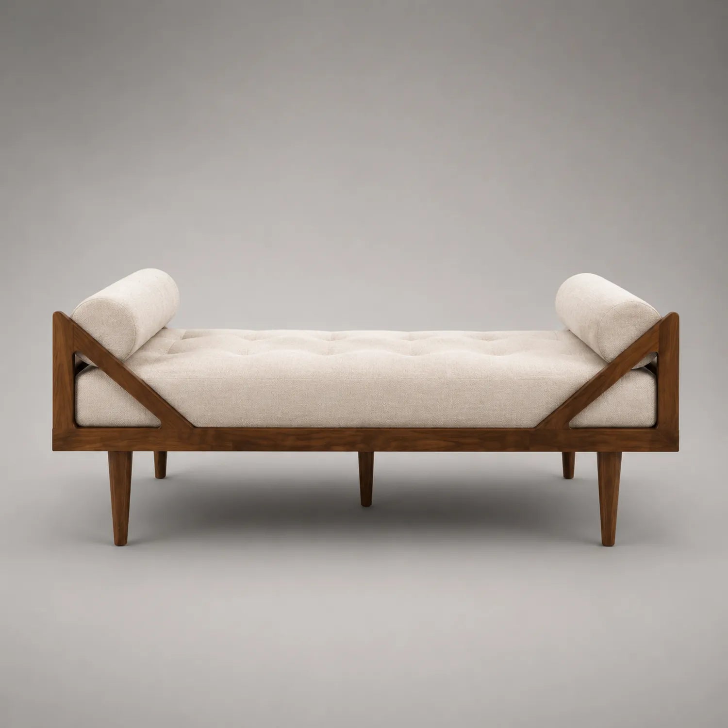 Chaiselongue Massivholz Stoff Beige