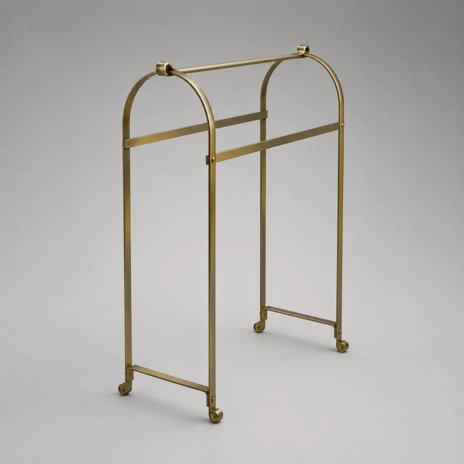 Kleiderständer aus gebürstetem Messing, Gold, H 120cm