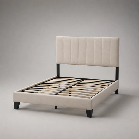 Stoffbett mit Metallrahmen Beige 200x160 cm
