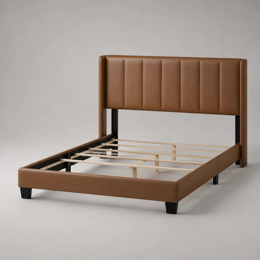 Doppelbett mit Kunstlederkopfteil Braun 200x160 cm