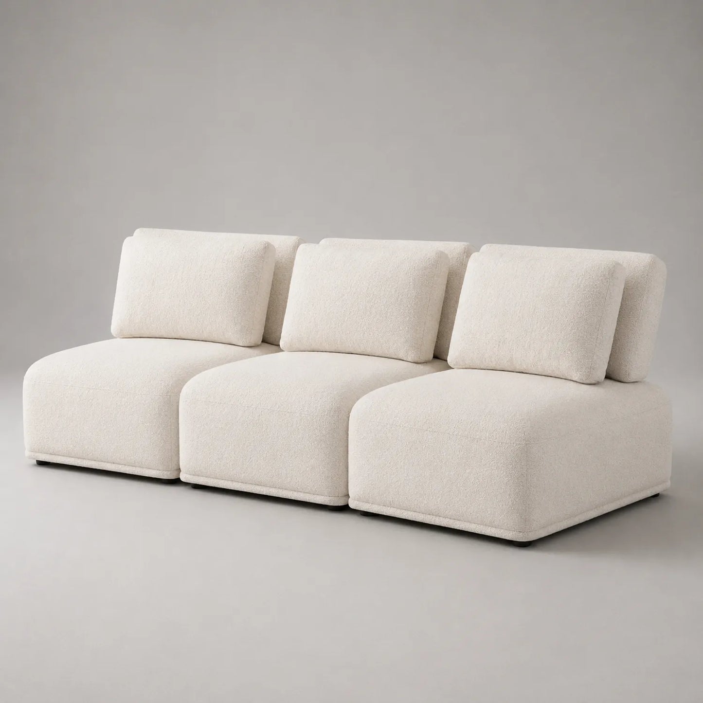 Modulares Sofa-Set 3-teilig Polyester Creme