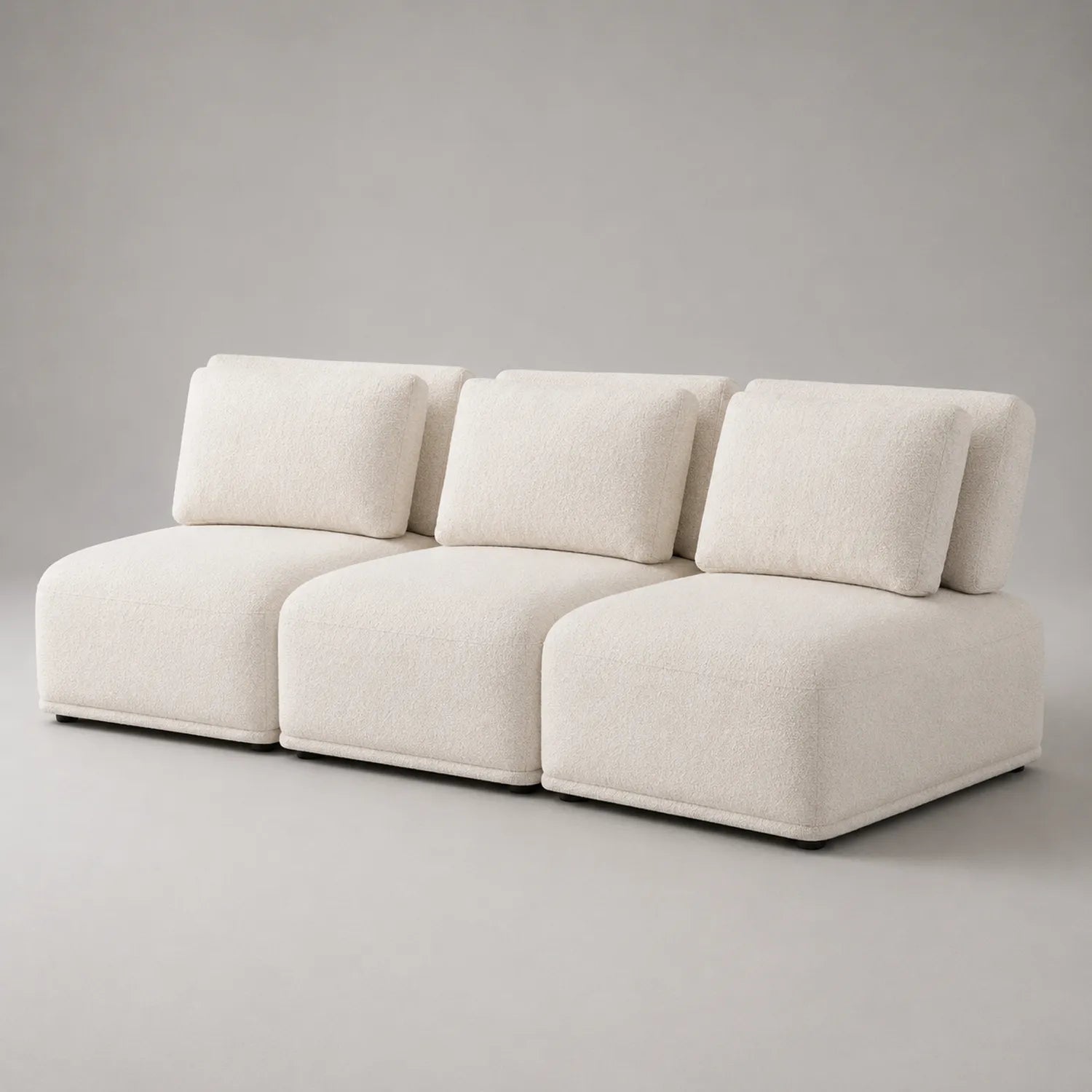 Modulares Sofa-Set 3-teilig Polyester Creme