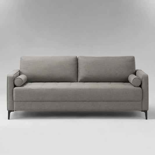 3-Sitzer Sofa Stoff Grau mit Metallbeinen 220x90x85cm
