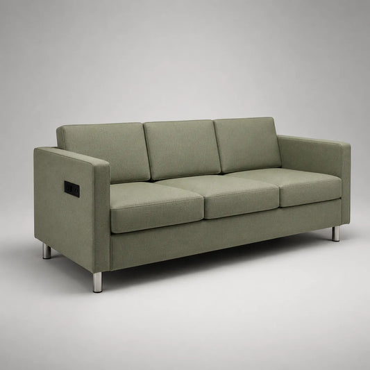3-Sitzer Sofa aus Polyester mit Metallbeinen und USB-Anschluss, Olivgrün