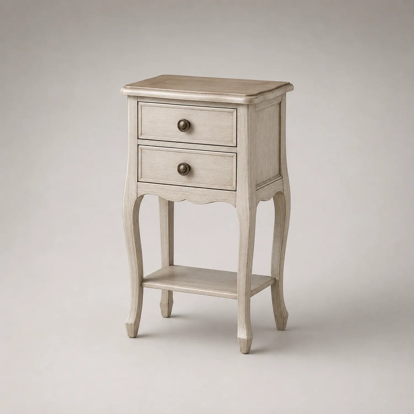 Beistelltisch Massivholz Beige 2 Schubladen
