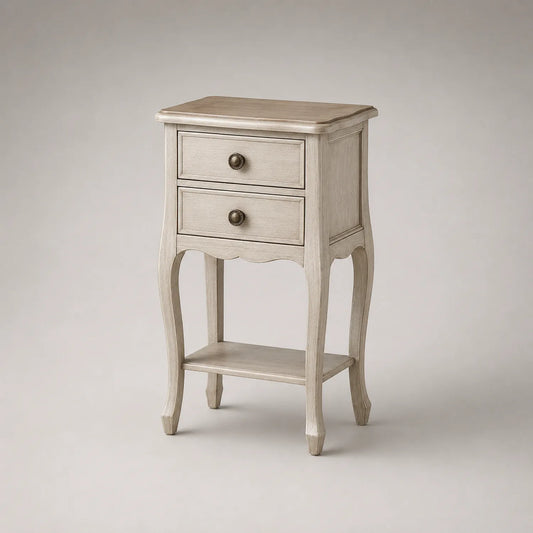 Beistelltisch Massivholz Beige 2 Schubladen