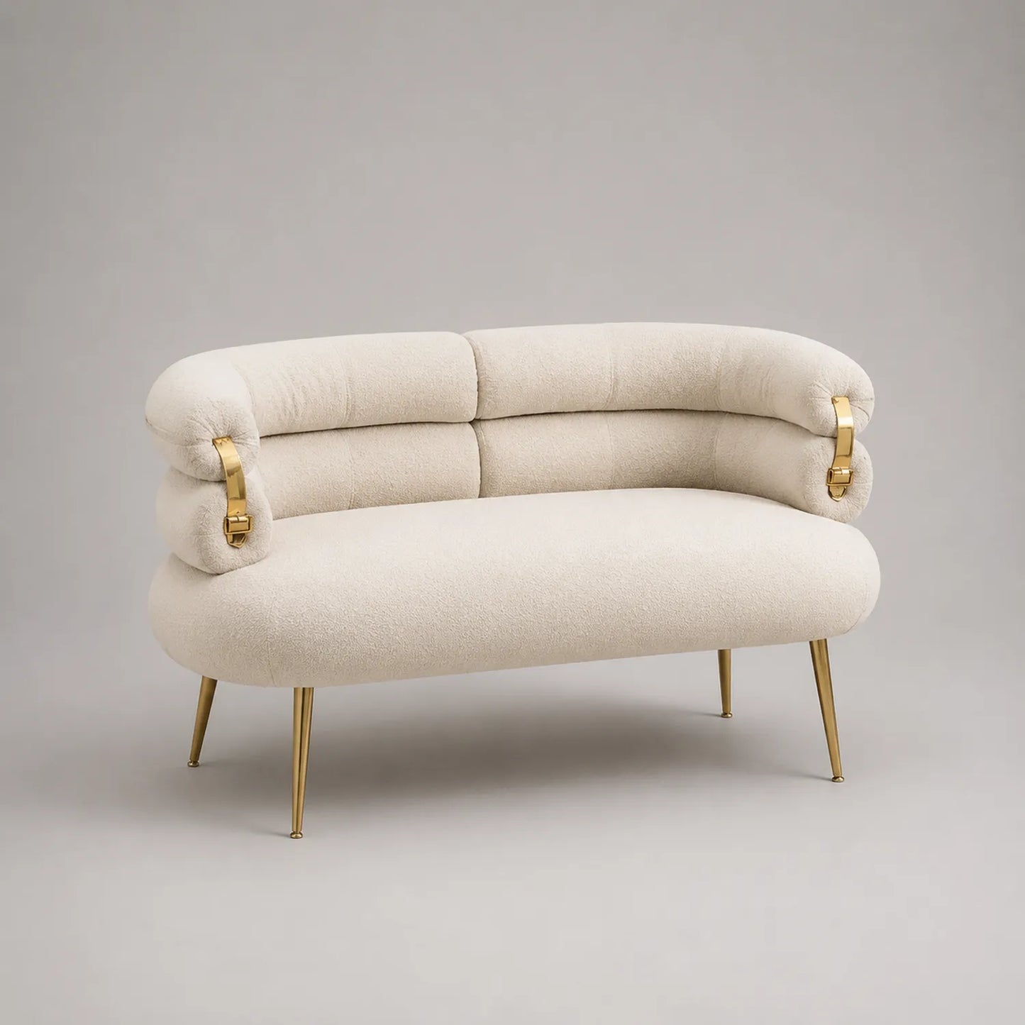 Zweisitzer Sofa Bouclé Creme Metallbeine