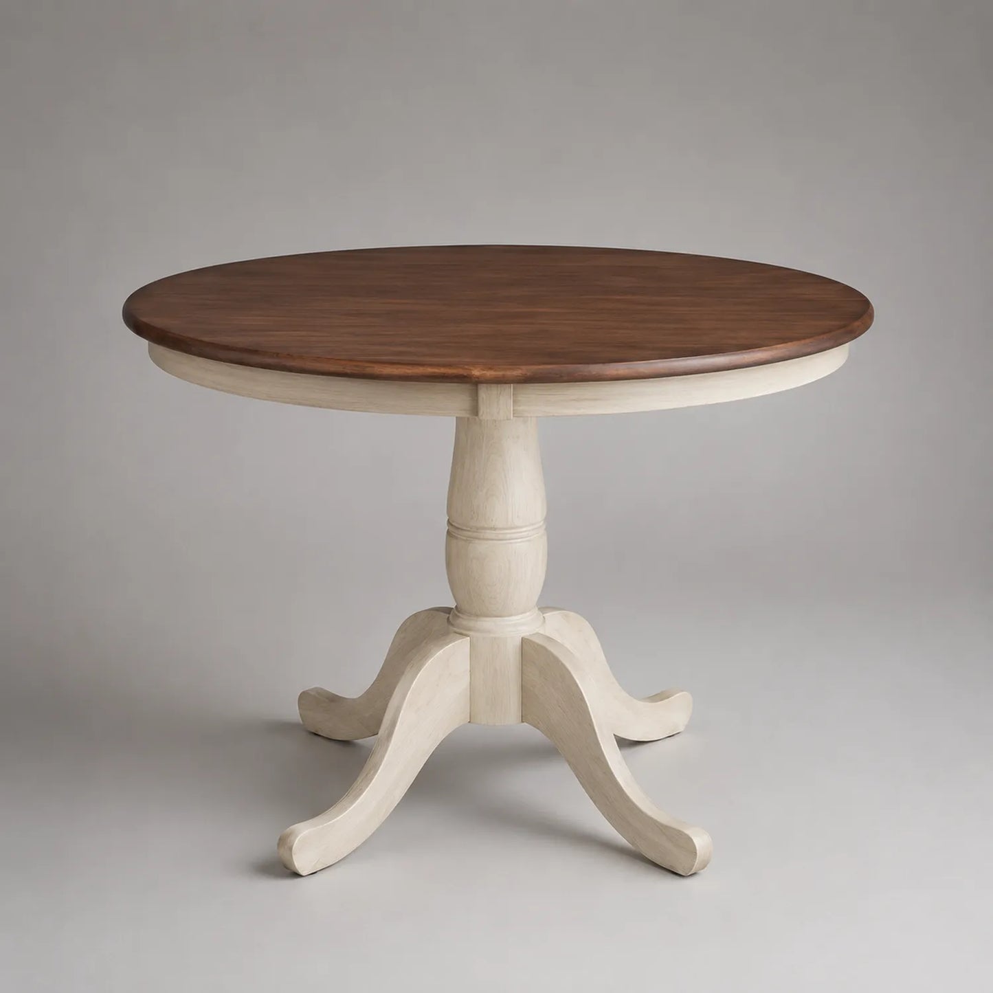 Runder Massivholztisch, braun/weiß, Durchmesser 100 cm