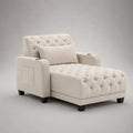 Chaiselongue aus Samt in Beige mit Stauraum
