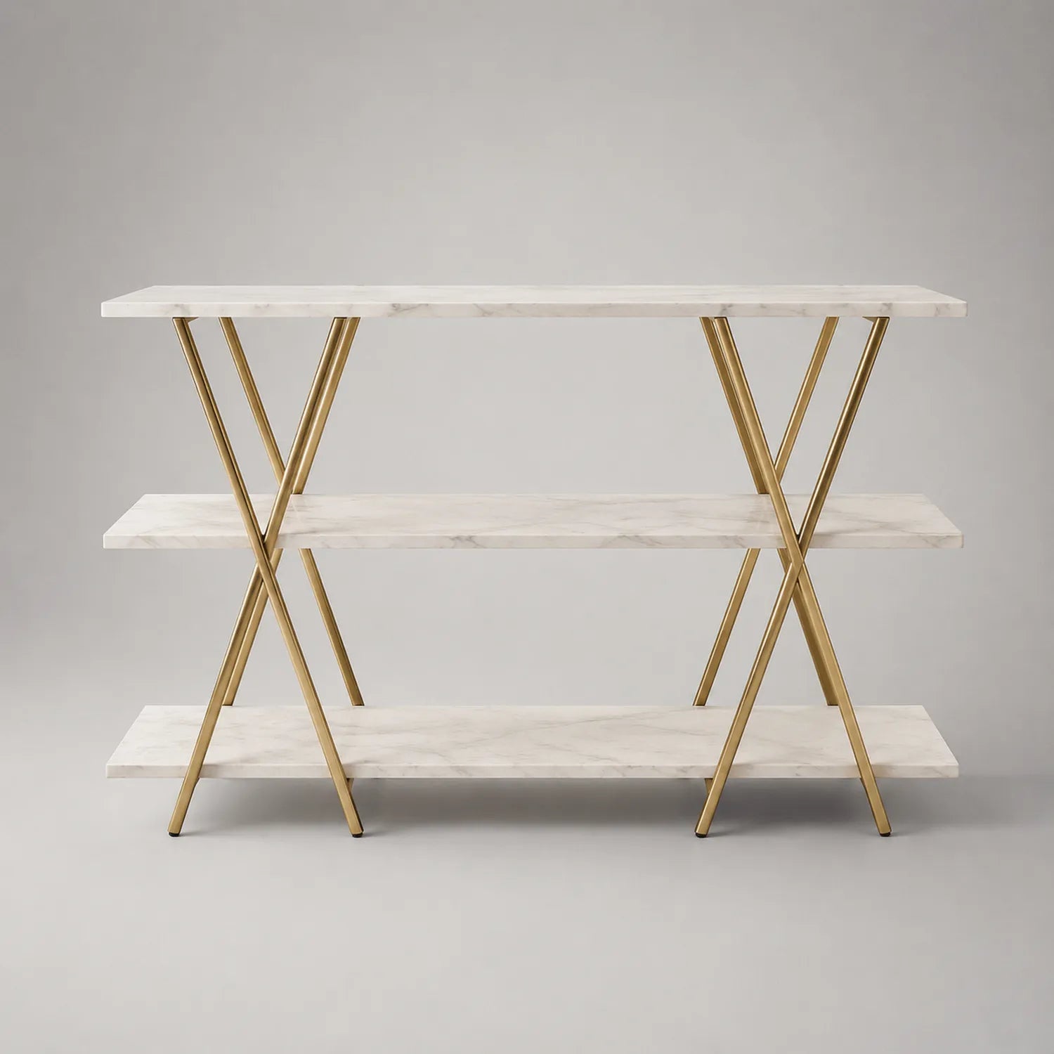 Regal mit Metallbeinen und Marmorplatten