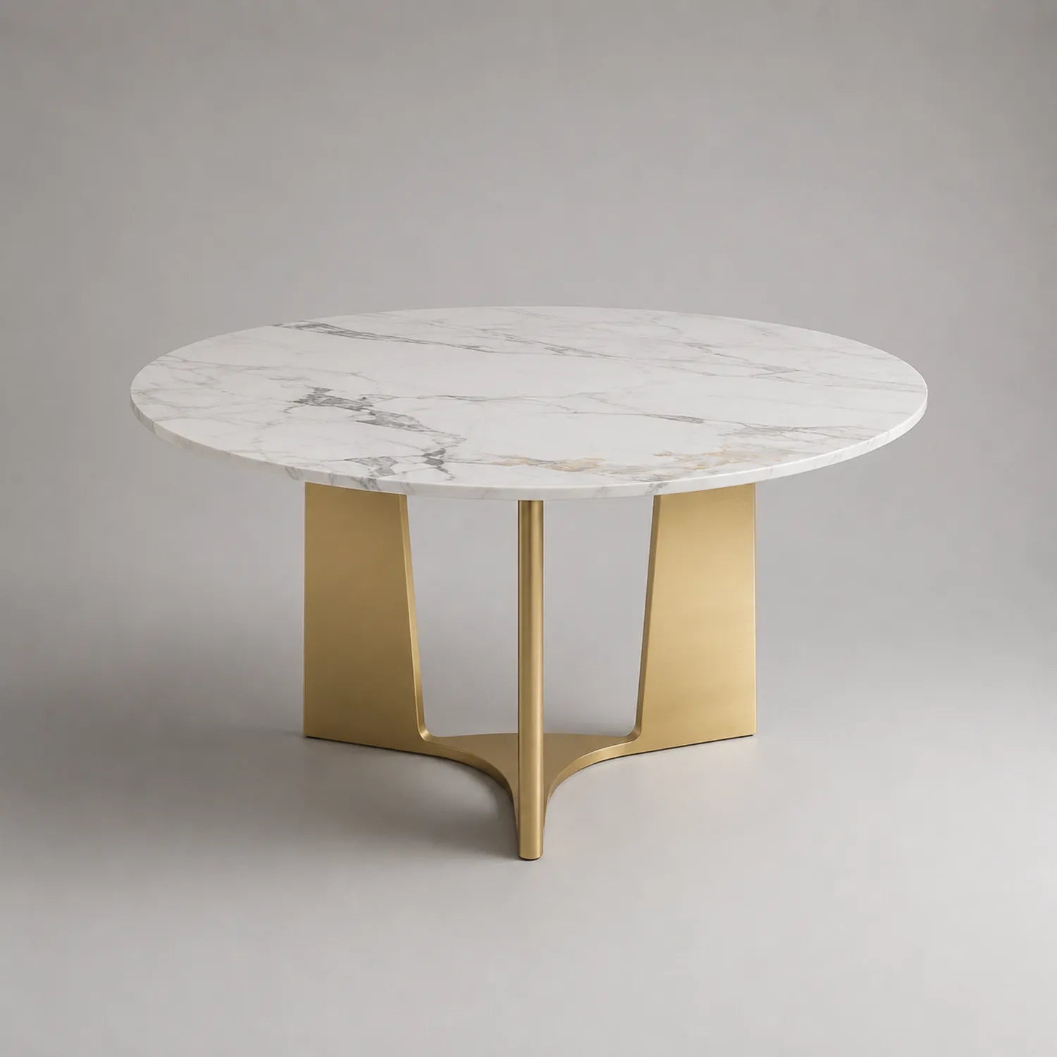 Runder Esstisch aus Marmor und Metall Gold 120cm