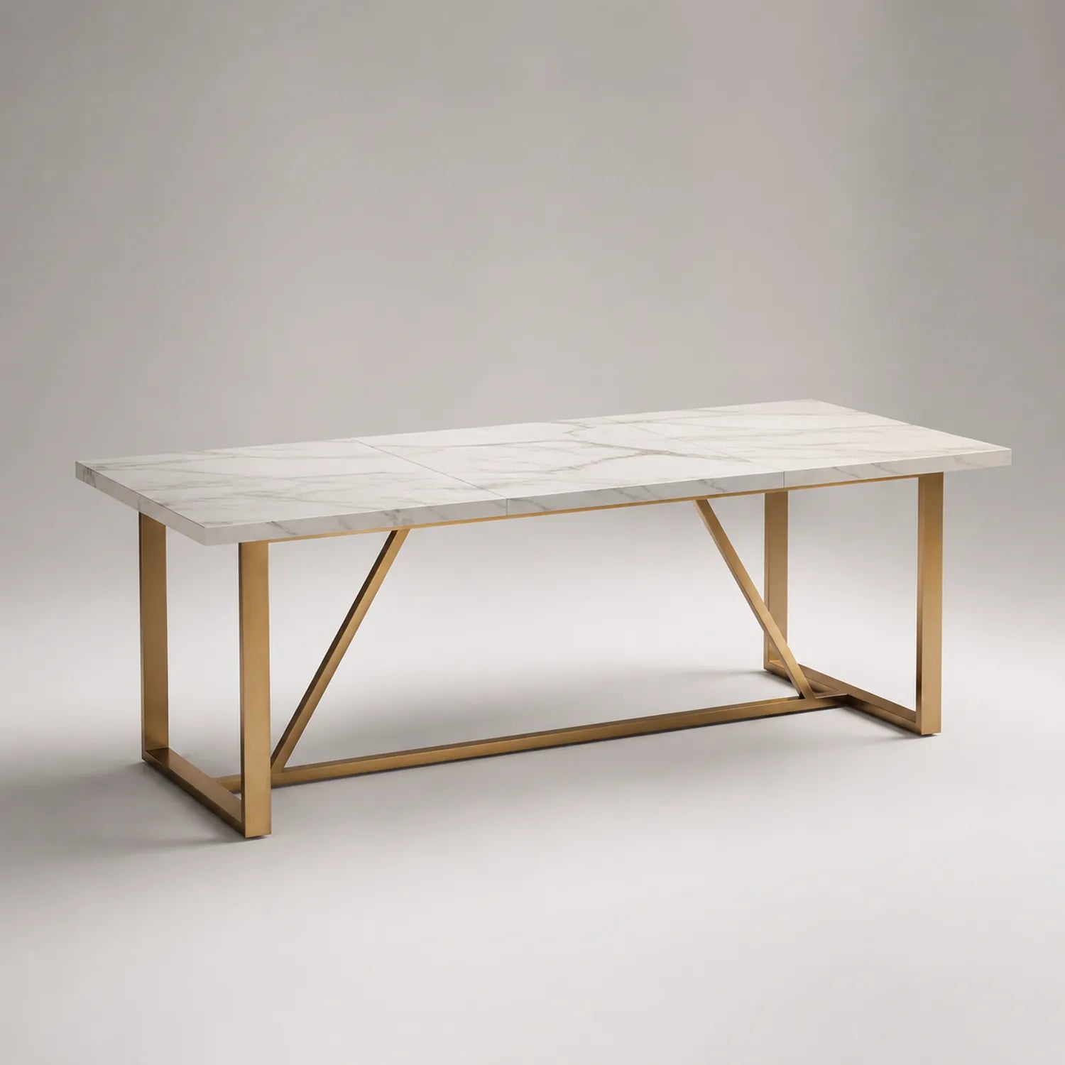Esstisch Marmor Weiß Metallrahmen Gold 200cm