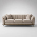 3-Sitzer Sofa Velours Beige mit Holzrahmen 220cm