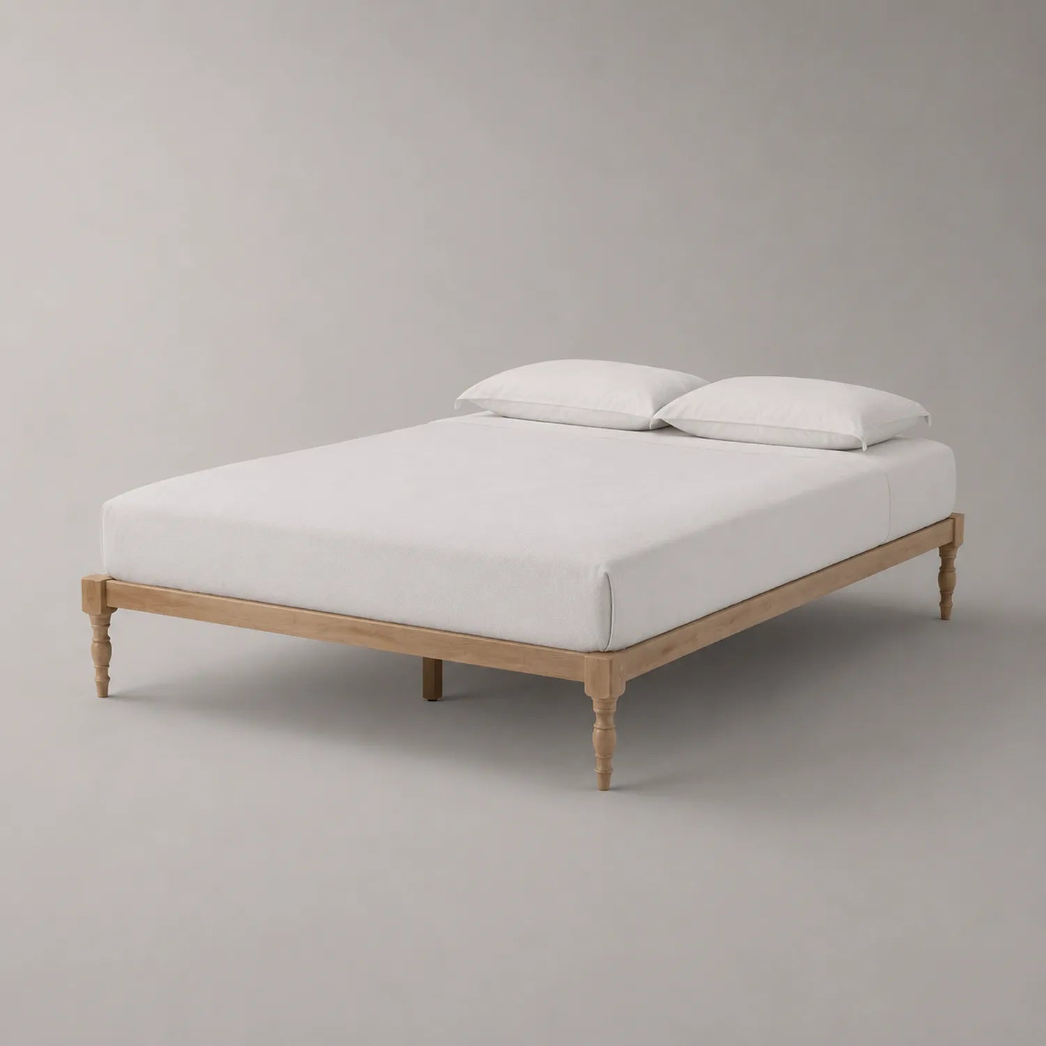 Holz Doppelbett 200x160 cm mit Kissen Natur Eiche