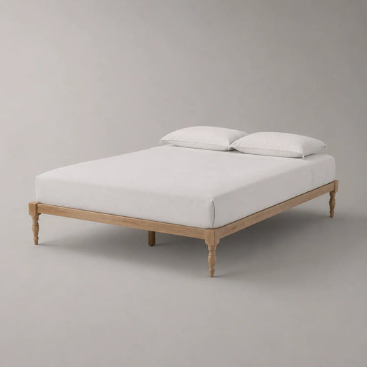 Holz Doppelbett 200x160 cm mit Kissen Natur Eiche