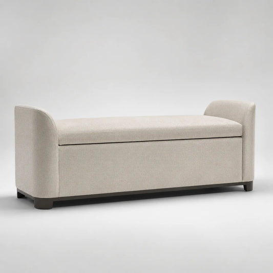 Polsterbank mit Stauraum 140cm Beige Holz Polyester