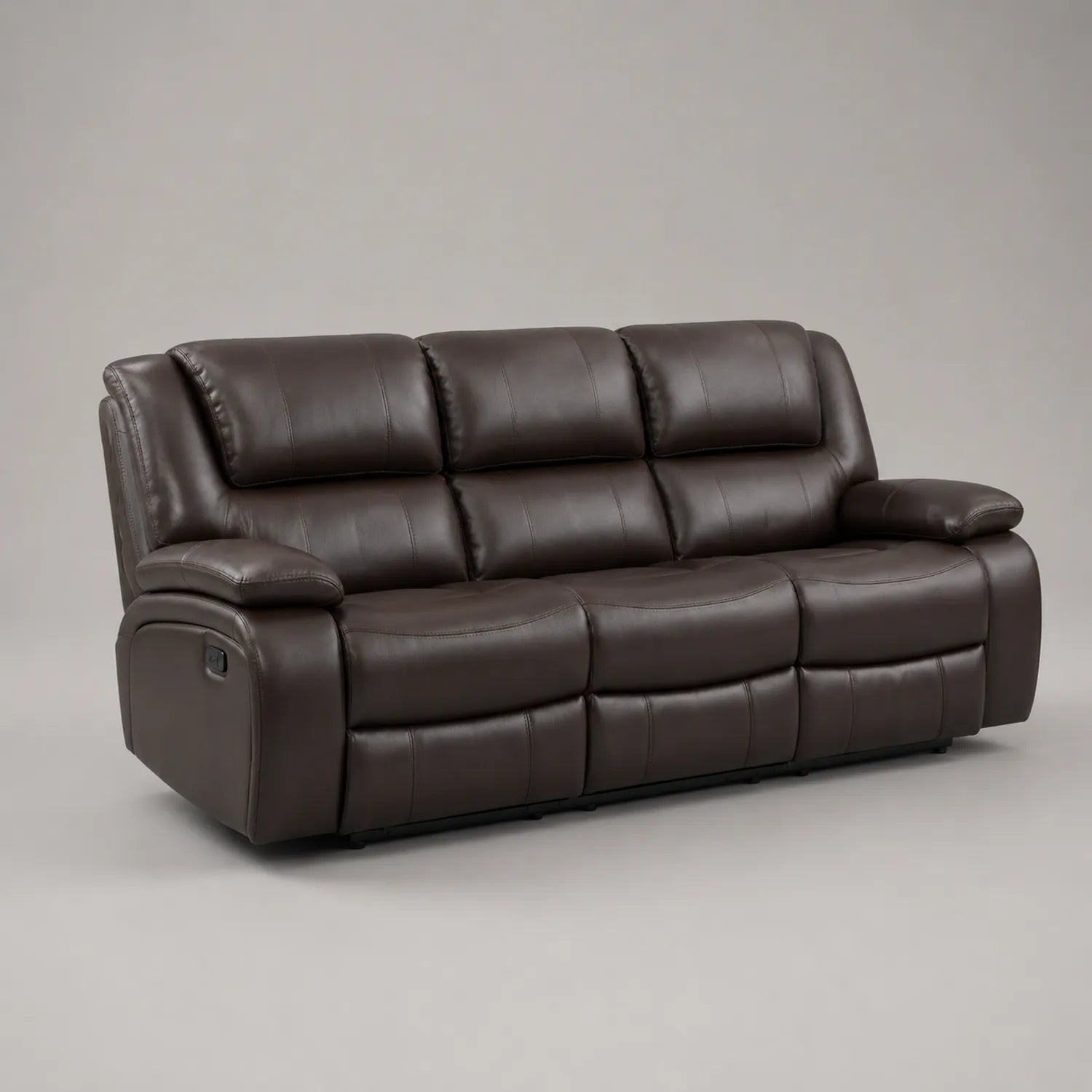 3-Sitzer Ledersofa Dunkelbraun Verstellbar 200cm