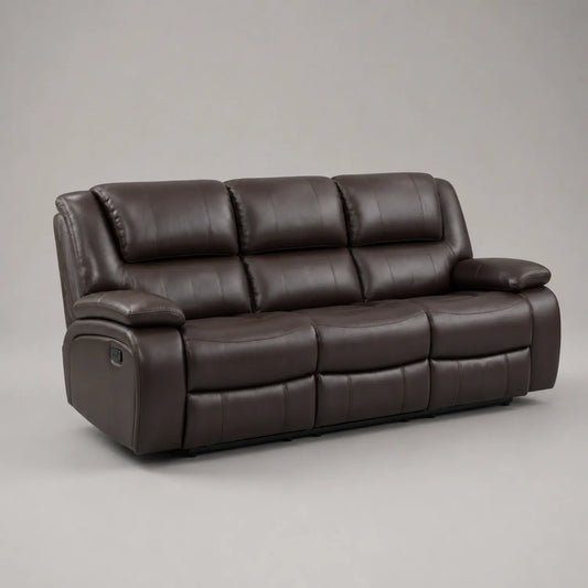 3-Sitzer Ledersofa Dunkelbraun Verstellbar 200cm