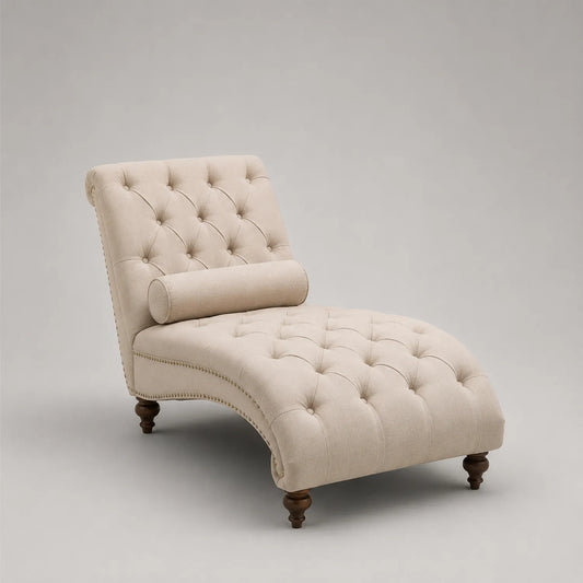 Chaiselongue aus Leinen Beige 160 cm