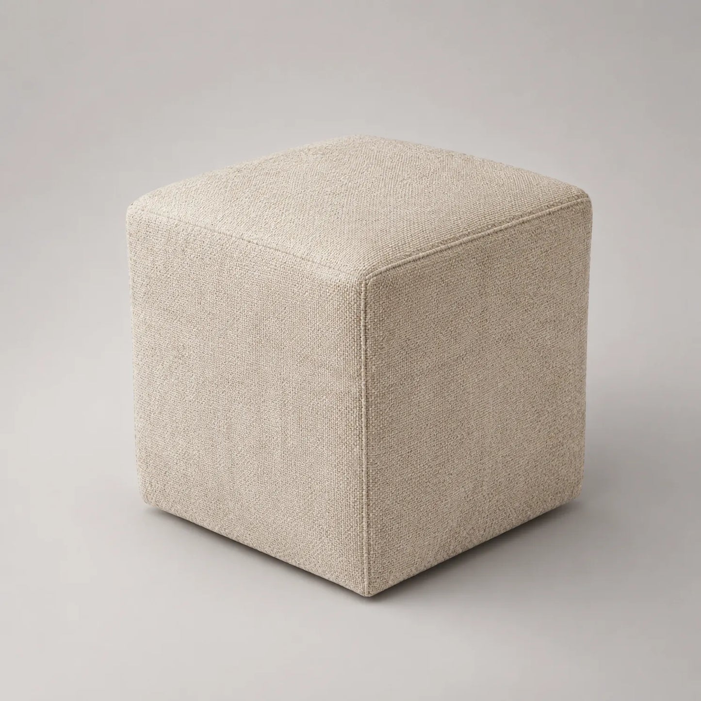 Kubenförmiger Sitzpouf aus Polyestergewebe Beige 45cm