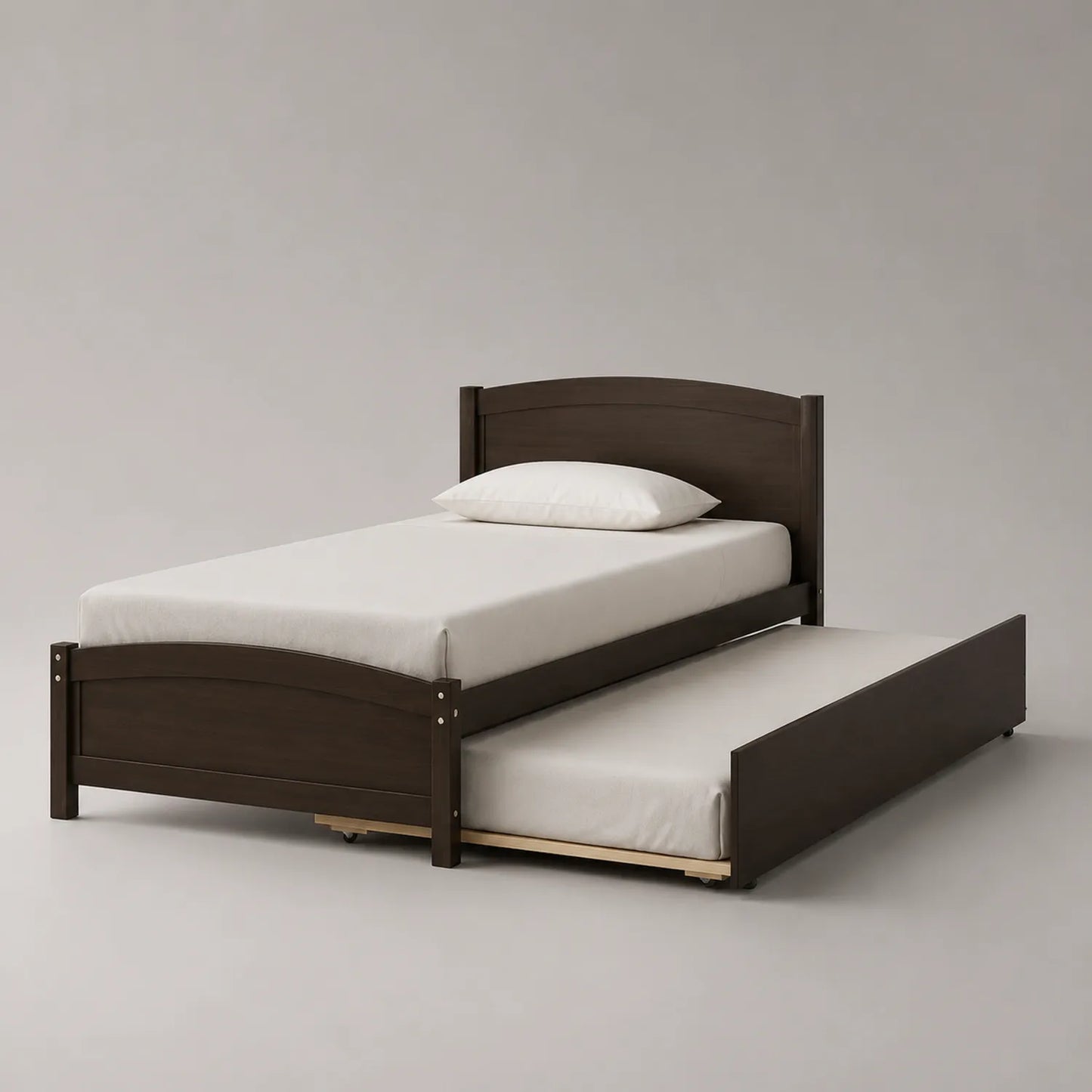 Holzbett mit Ausziehbett Dunkelbraun 200x90 cm