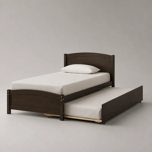 Holzbett mit Ausziehbett Dunkelbraun 200x90 cm