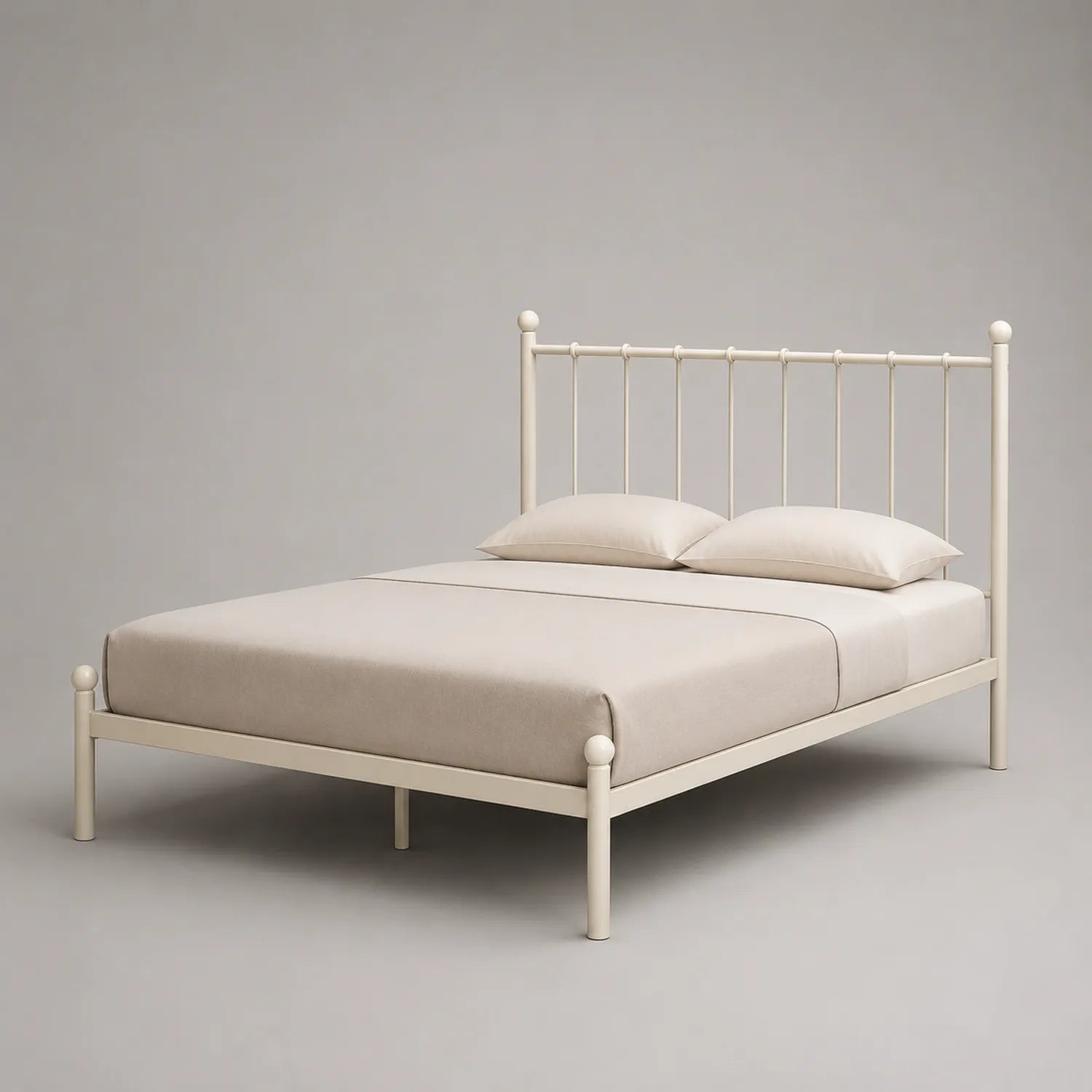 Metallbett mit Rahmen und Kissen Beige 200x160x100cm