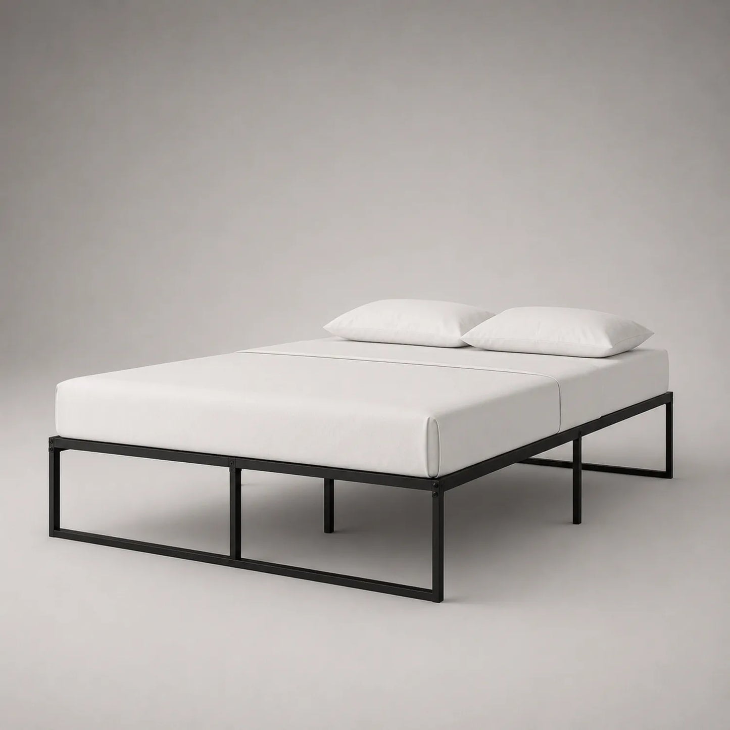Metallbett Schwarz mit Matratze und Kissen 200x160 cm
