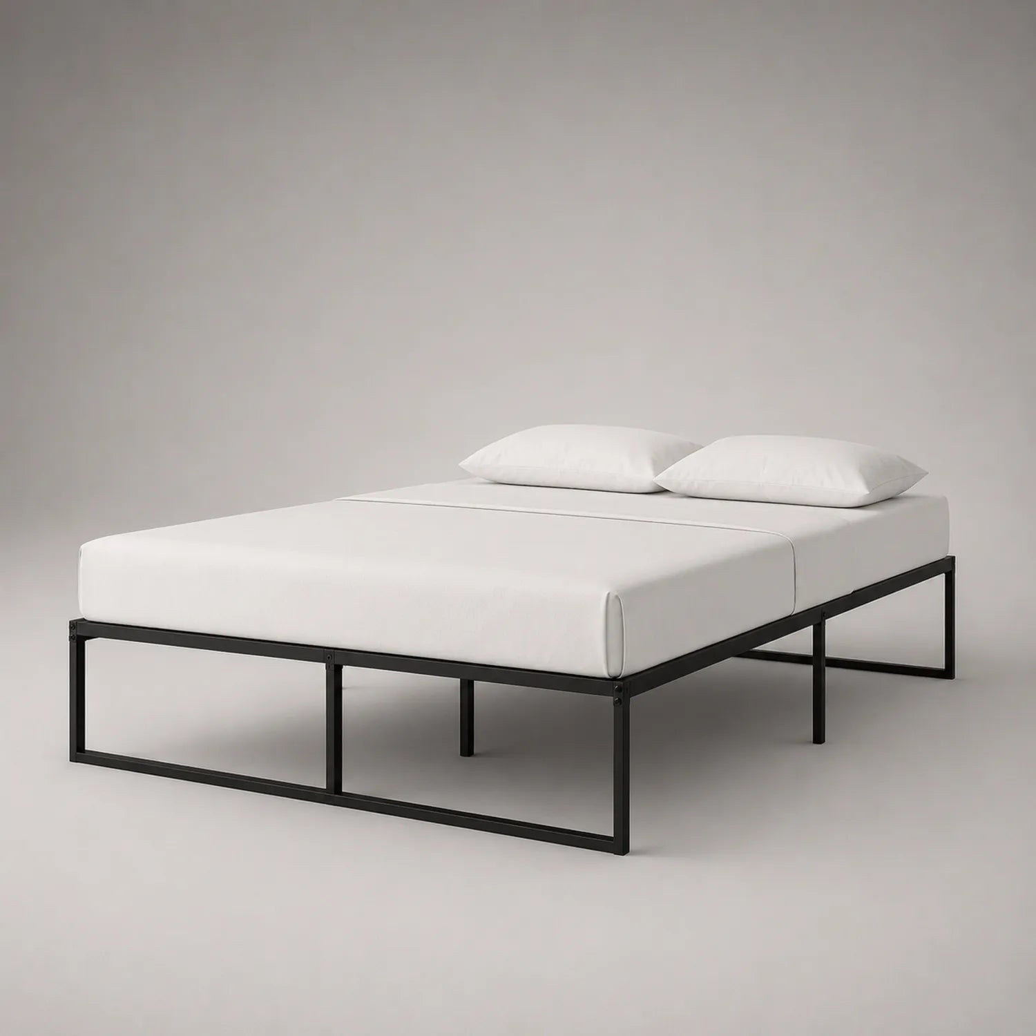Metallbett Schwarz mit Matratze und Kissen 200x160 cm
