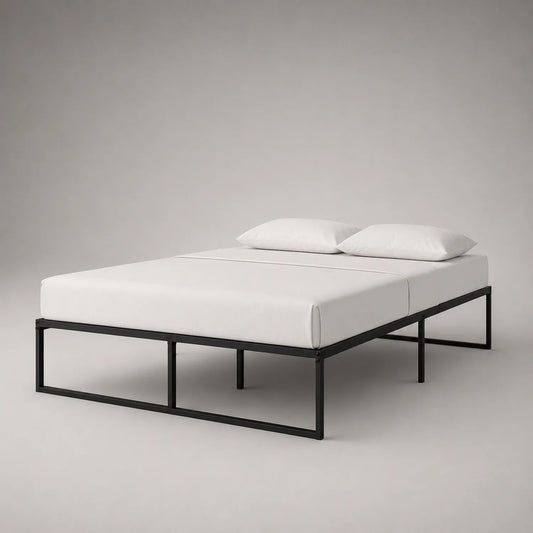 Metallbett Schwarz mit Matratze und Kissen 200x160 cm