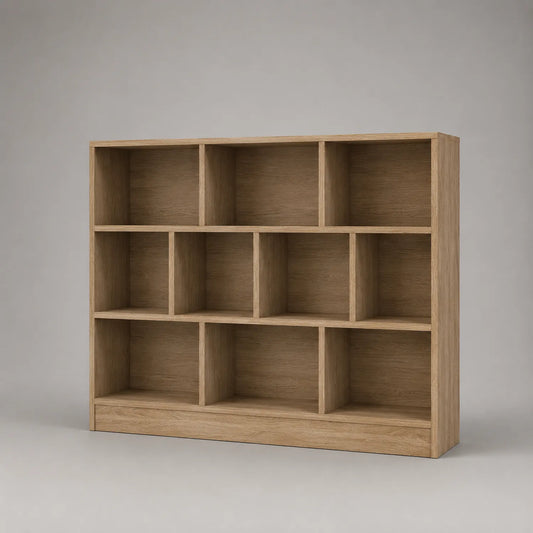 Holzregal mit 10 Fächern Eiche 120x30x90cm