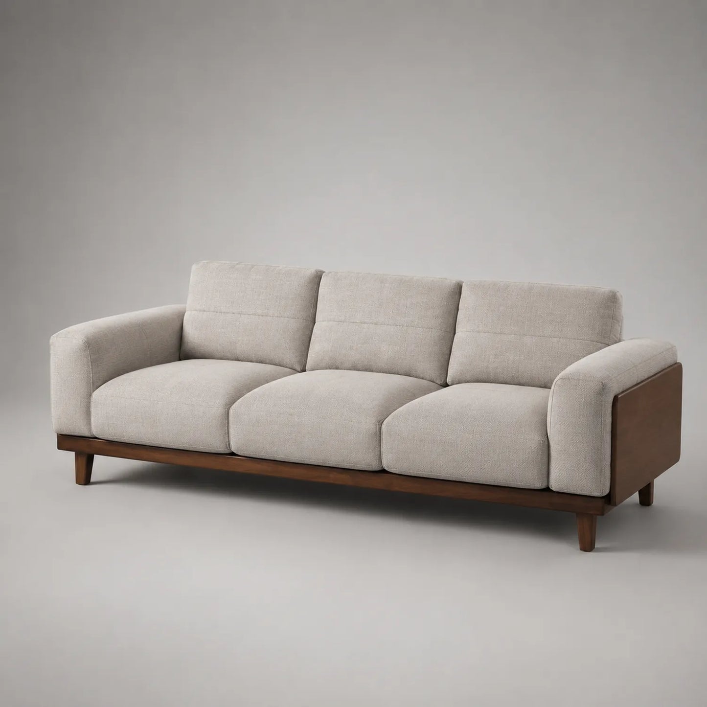 Stoffsofa mit Holzrahmen Beige