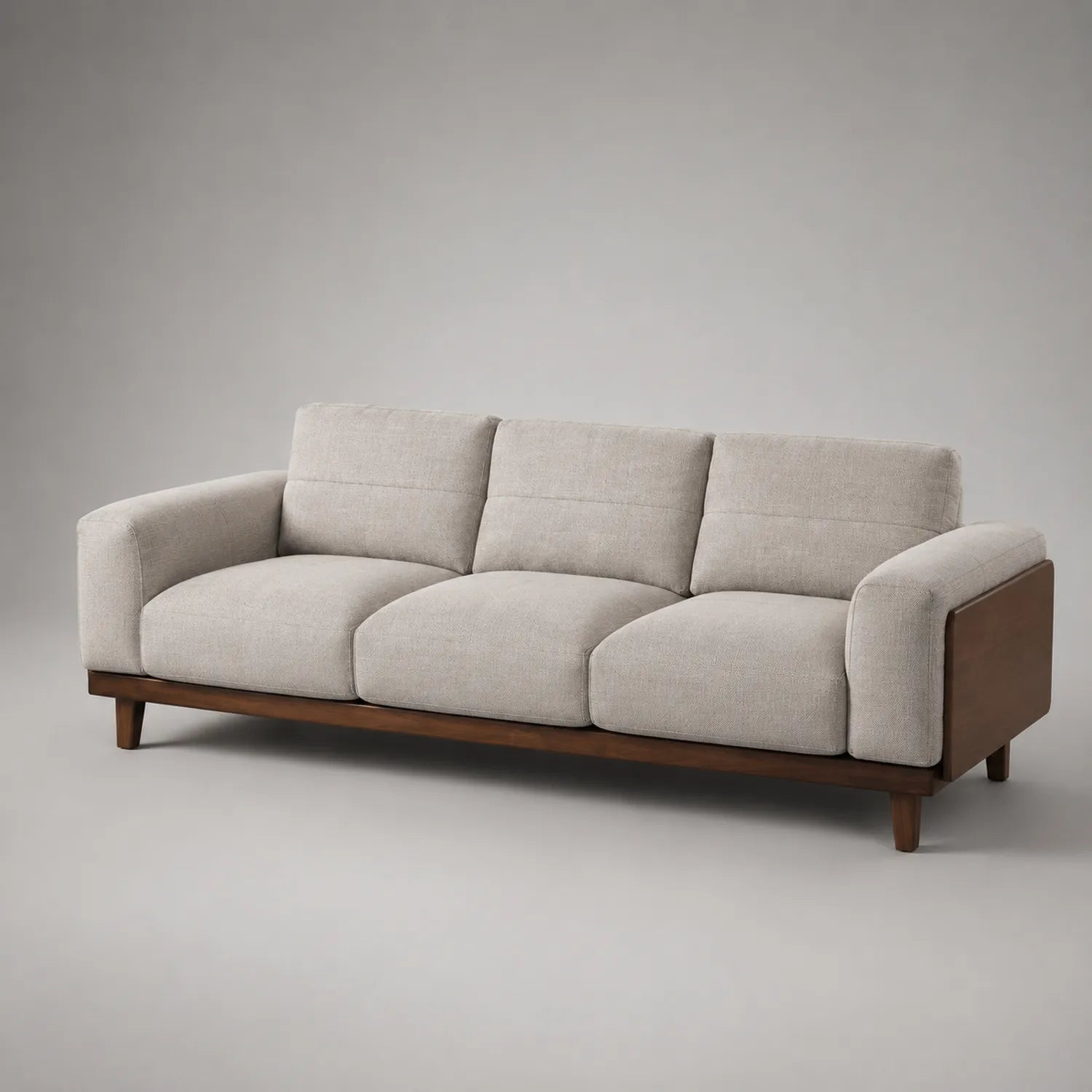 Stoffsofa mit Holzrahmen Beige