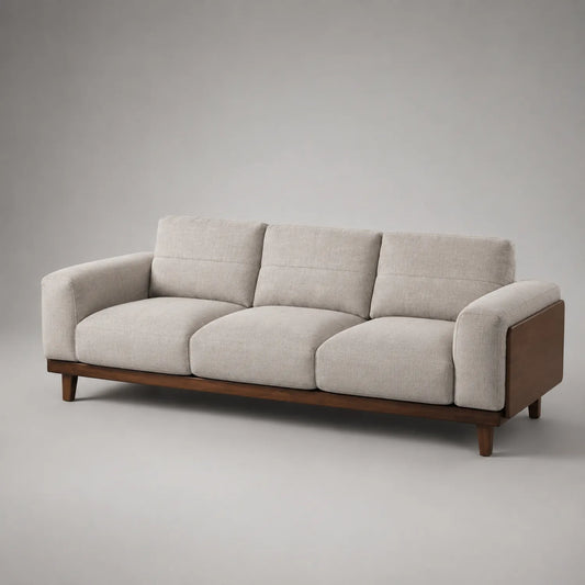 Stoffsofa mit Holzrahmen Beige